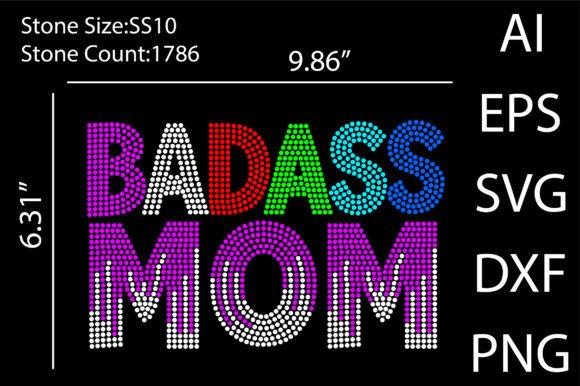 Badass Mom Rhinestone Design