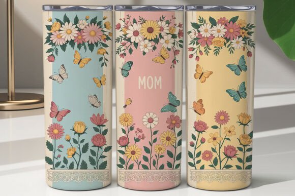 Floral Mom Tumbler Wrap PNG