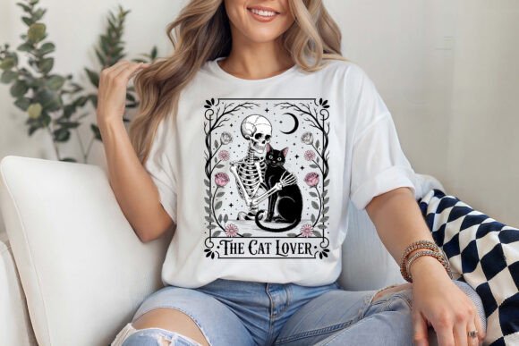 The Cat Lovers Skeleton Tarot Card SVG